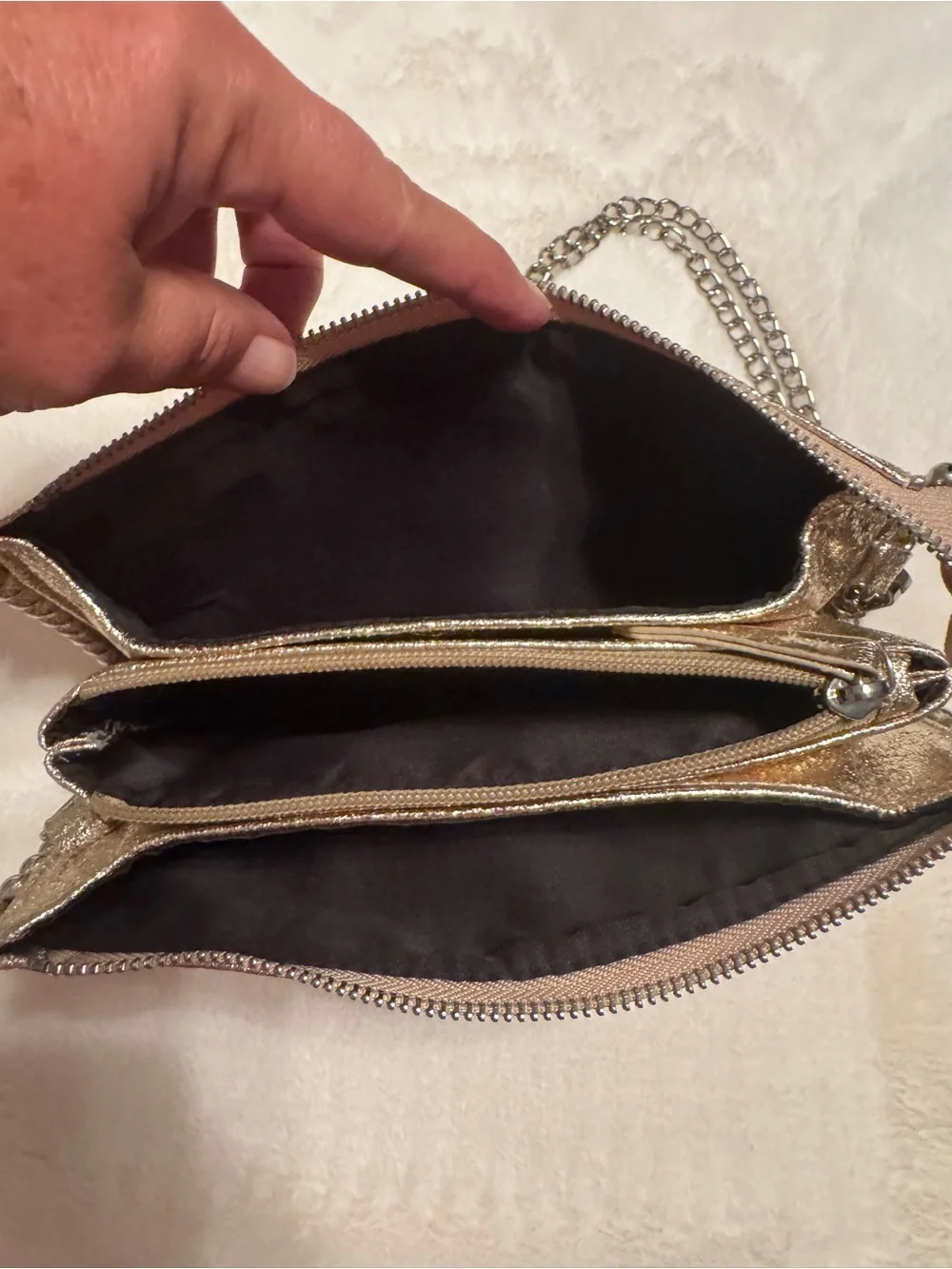 Metallic Gold Chain-Trim Women’s Clutch Bag